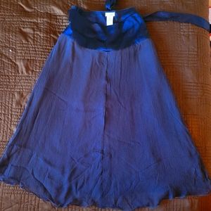 Blue silk rayon pleated skirt